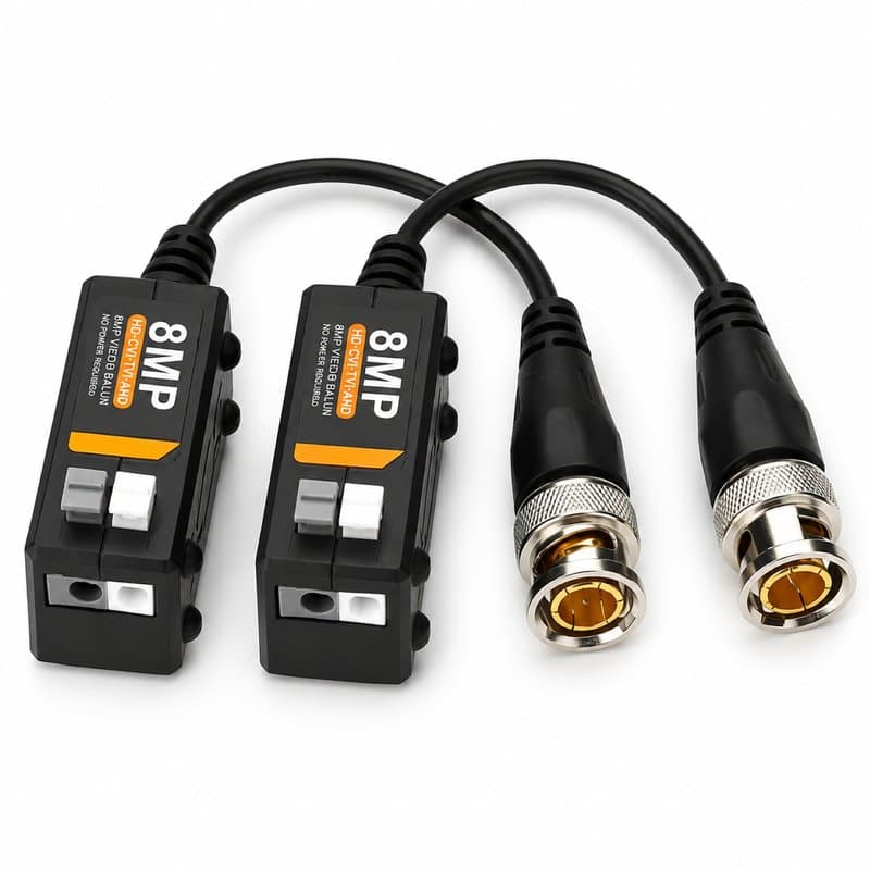 CCTV Video Balun 8MP 4K HD - BNC Passive Connector Coaxial Adapter thumbnail 2