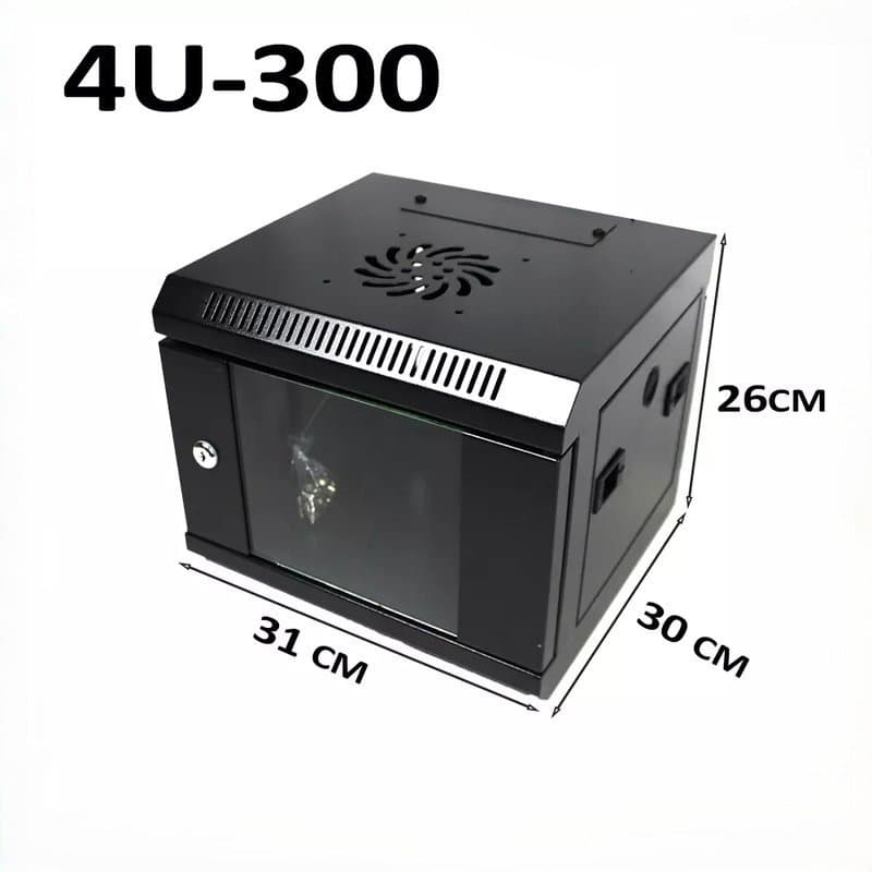 4U Server Rack Data Network Cabinet - Black, Lockable Wall/Floor Mount
