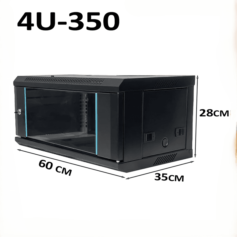 4U Black Network Cabinet - Wall Rack for Patch Panel, Switch, PDU, LAN