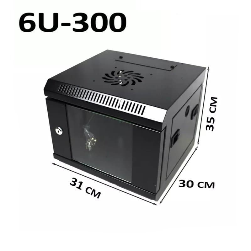 6U 19" Wall Mounted Data Network Cabinet 600×300mm Lockable Black thumbnail 2