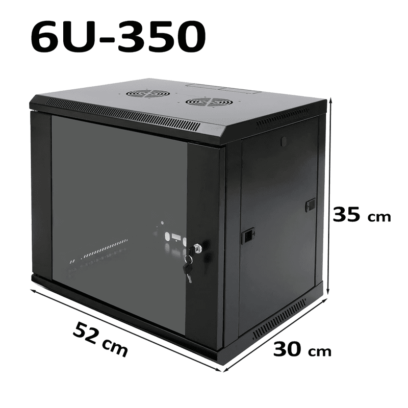 6U Wall Mount Network Rack Cabinet 600×350mm Lockable Black thumbnail 2