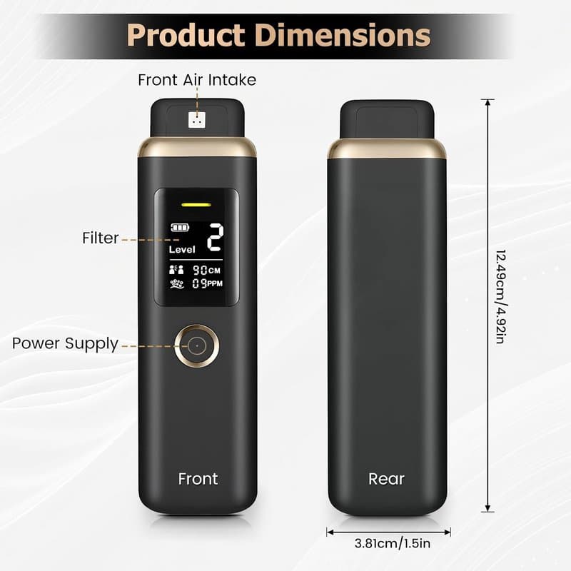 Oral Odor Freshening Monitor, Portable Bad Oral Odor Detector, Smart Meter Device Focused on Cavity with Odor Checking, 32 bit Chip for Precise Bad Smell Detection (Black) thumbnail 9