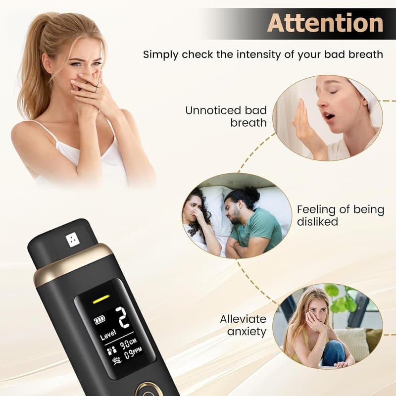 Oral Odor Freshening Monitor, Portable Bad Oral Odor Detector, Smart Meter Device Focused on Cavity with Odor Checking, 32 bit Chip for Precise Bad Smell Detection (Black) thumbnail 13