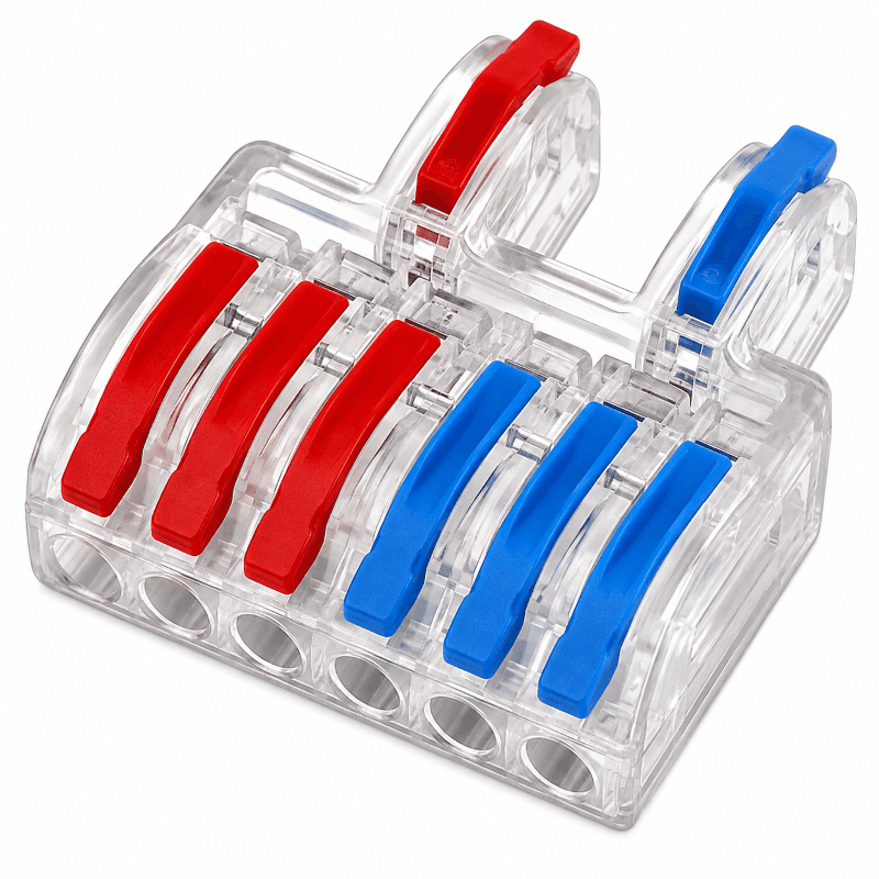 SPL-2-6-CL Clear Lever Wire Connector 2 In 6 Out Splicing Terminal