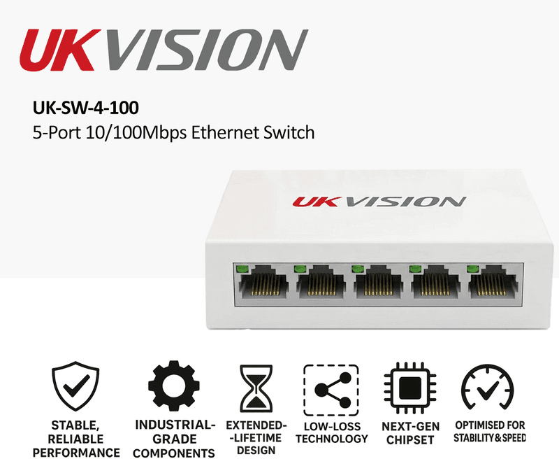 UKVISION UK-SW-4-100 5-Port 10/100Mbps Ethernet Switch thumbnail 11