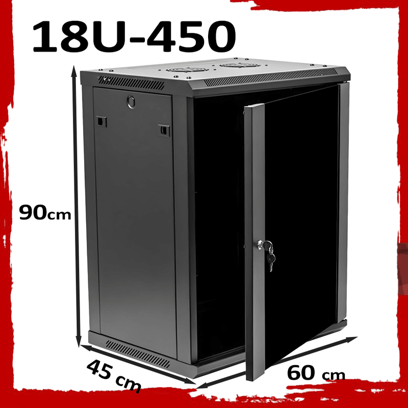19" 18U 450mm Network Data Cabinet - Wall-Mount Rack for LAN & Switches - Image 1