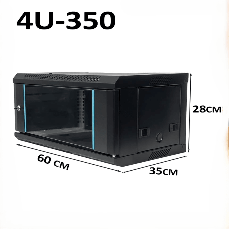 4U Black Network Cabinet - Wall Rack for Patch Panel, Switch, PDU, LAN