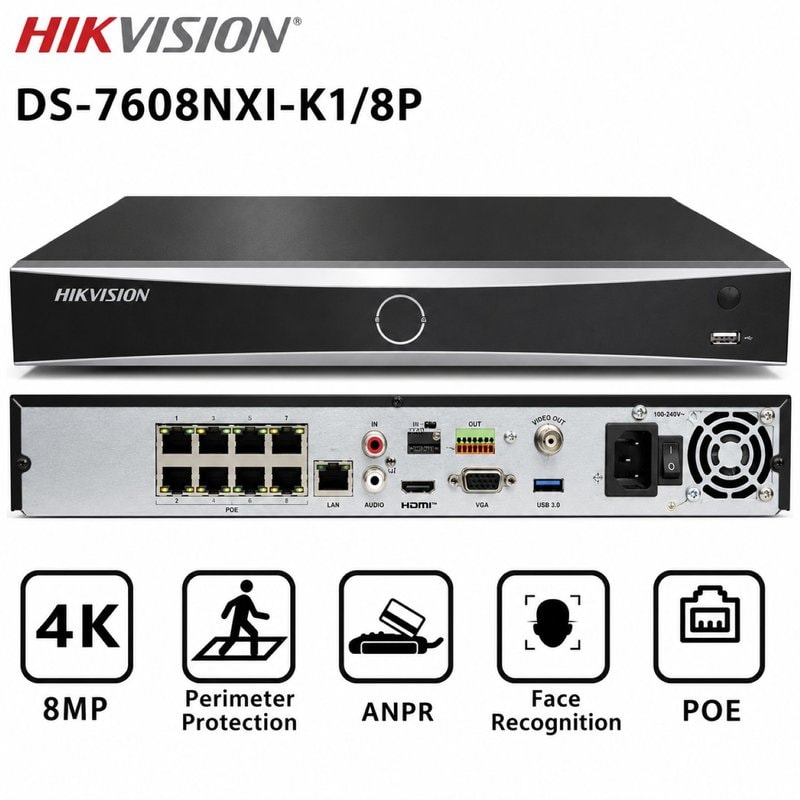 Hikvision 8-ch PoE 1U K Series AcuSense 4K NVR - Image 1