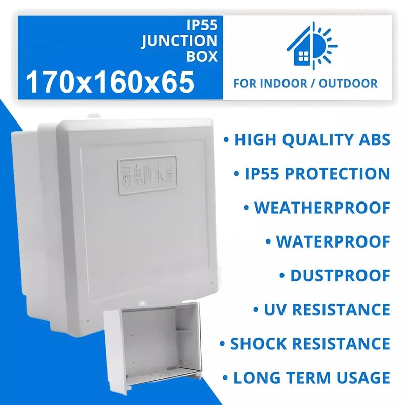 IP55 Waterproof PVC Junction Box 170×160×65mm Outdoor Enclosure - Image 1