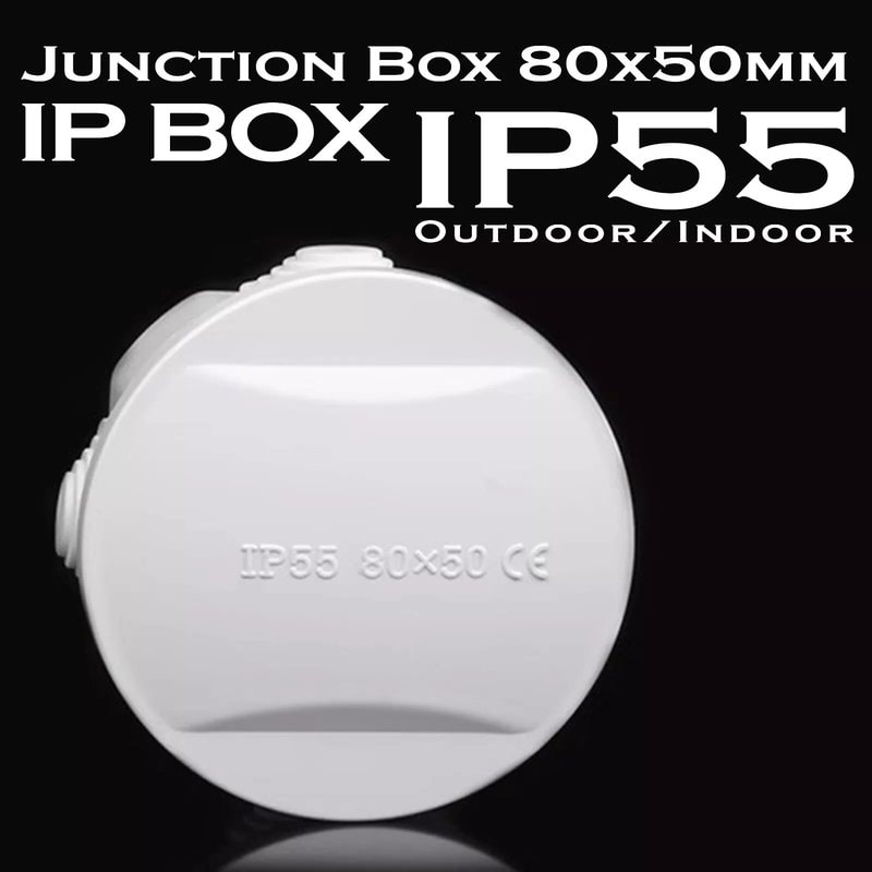 IP55 Waterproof ABS Plastic Junction Box - 80x50mm for CCTV Outdoor/Indoor