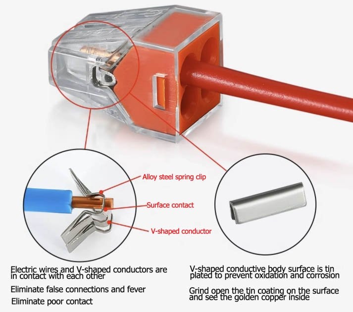 PCT-104 Push Wire Connector 4 Port Inline Terminal Block 1.5–4mm²