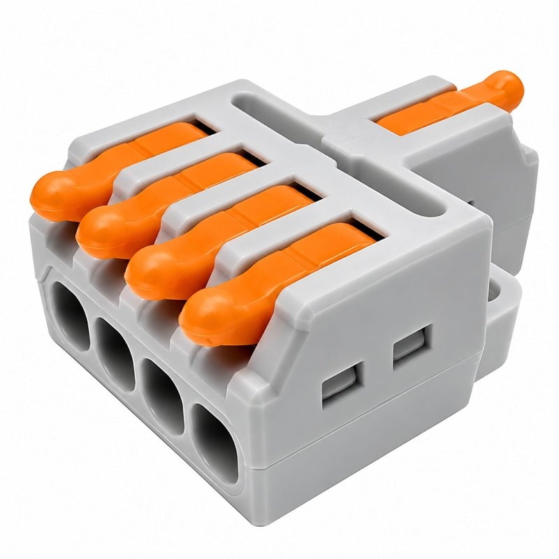 SPL-1-4 Grey Lever Wire Connector 1 In 4 Out Splicing Terminal - Image 1