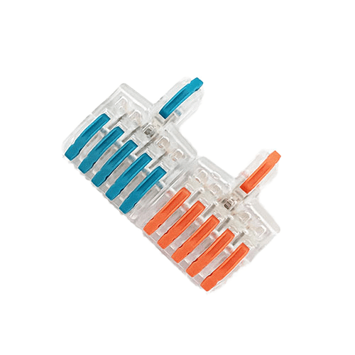 2 In 6 Out Lever Wire Connector Transparent CCTV Power Splitter Block - Image 1