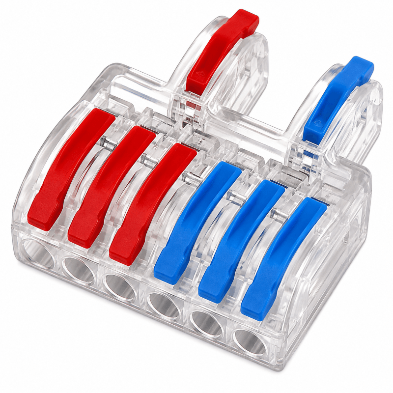 SPL-2-6-CL Clear Lever Wire Connector 2 In 6 Out Splicing Terminal