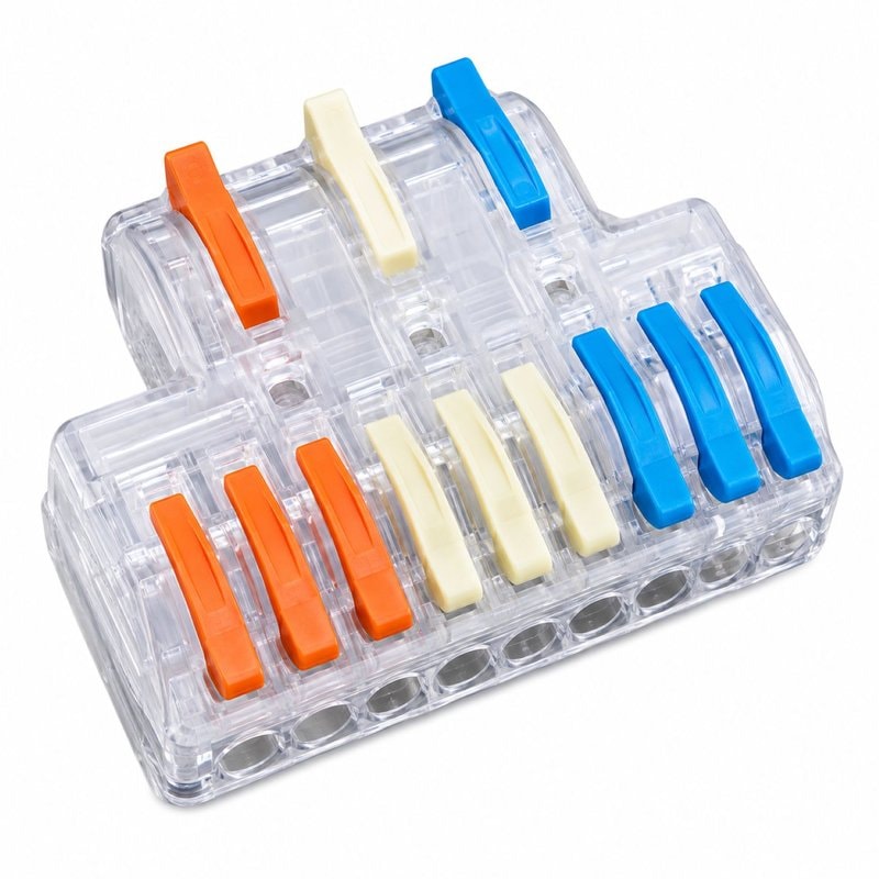 SPL-3-9-CL Clear Lever Wire Connector 3 In 9 Out Splicing Terminal