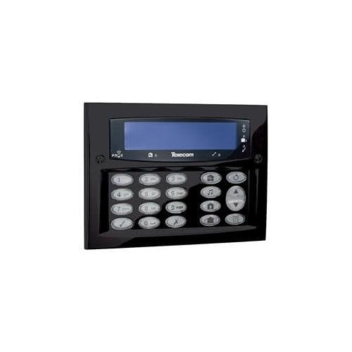 Texecom DBD-0130 Premier Elite keypad with 32-character LCD display and proximity tag reader, Diamond Black finish, front view