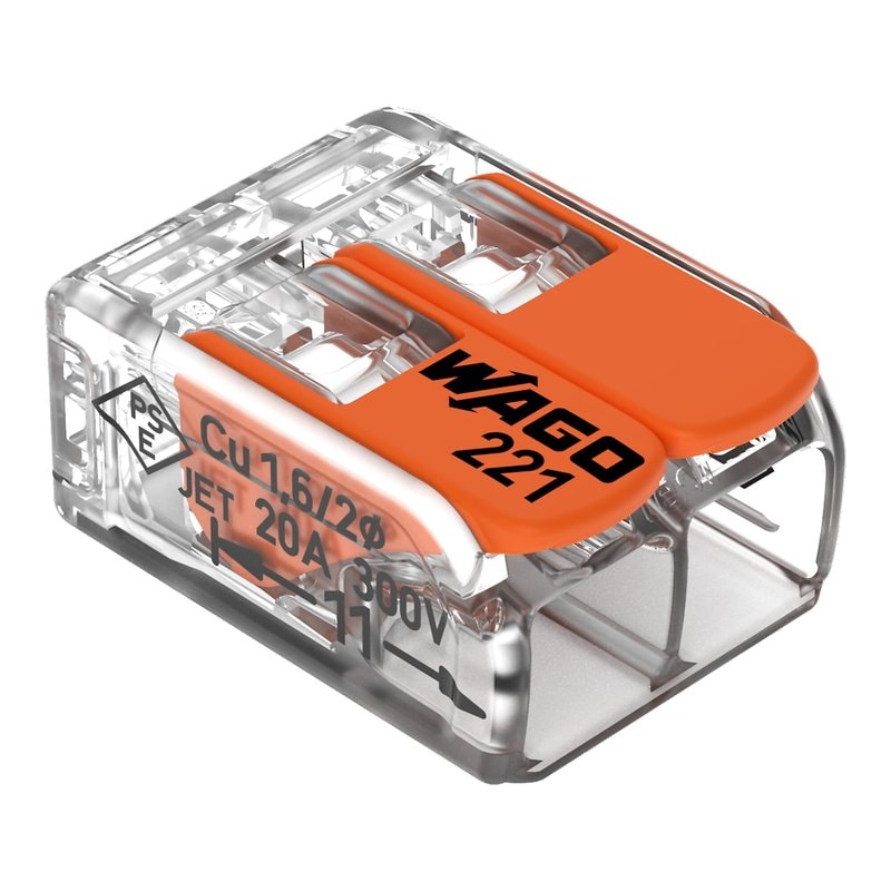 WAGO 221-412 Compact Lever Connector 2 Conductor 32A 100 Pack - Image 1