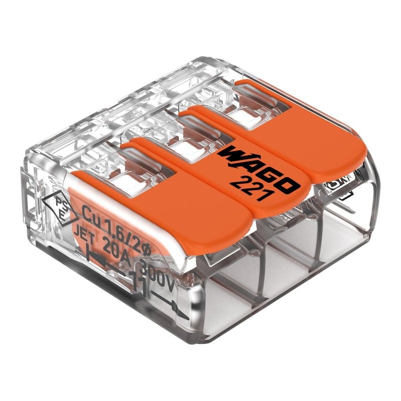 WAGO 221-413 Compact Lever Connector 3 Conductor 32A 50 Pack