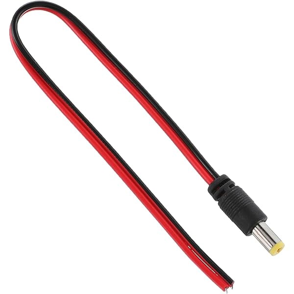 DC Male Red & Black Power Pigtail 15cm 5.5x2.1mm Barrel Plug CCTV