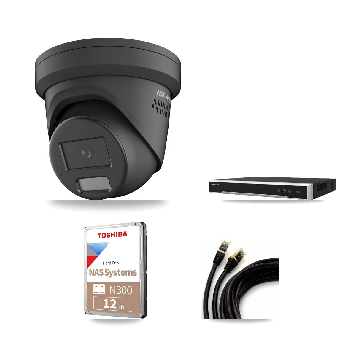 Hikvision 16-Channel 4MP CCTV Kit — 9 Black Turret Cameras + 12TB Recording (DS-7616NI-M2 Recorder)