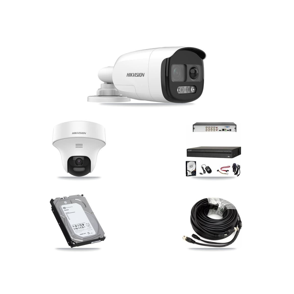 Hikvision & Dahua 8-Channel 5MP CCTV Kit — 3 DS-2CE12KF3T Bullet + 1 DS-2CE70K0T Turret Cameras + 6TB Recording