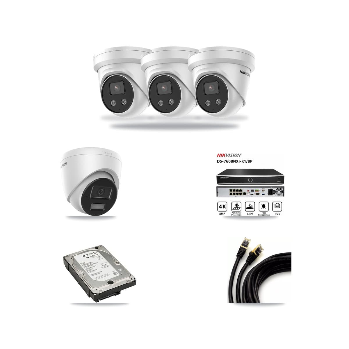 Hikvision 8-Channel 4MP – 5MP CCTV Kit — 1 4MP + 3 5MP Turret Cameras + 5TB Recording - Image 1