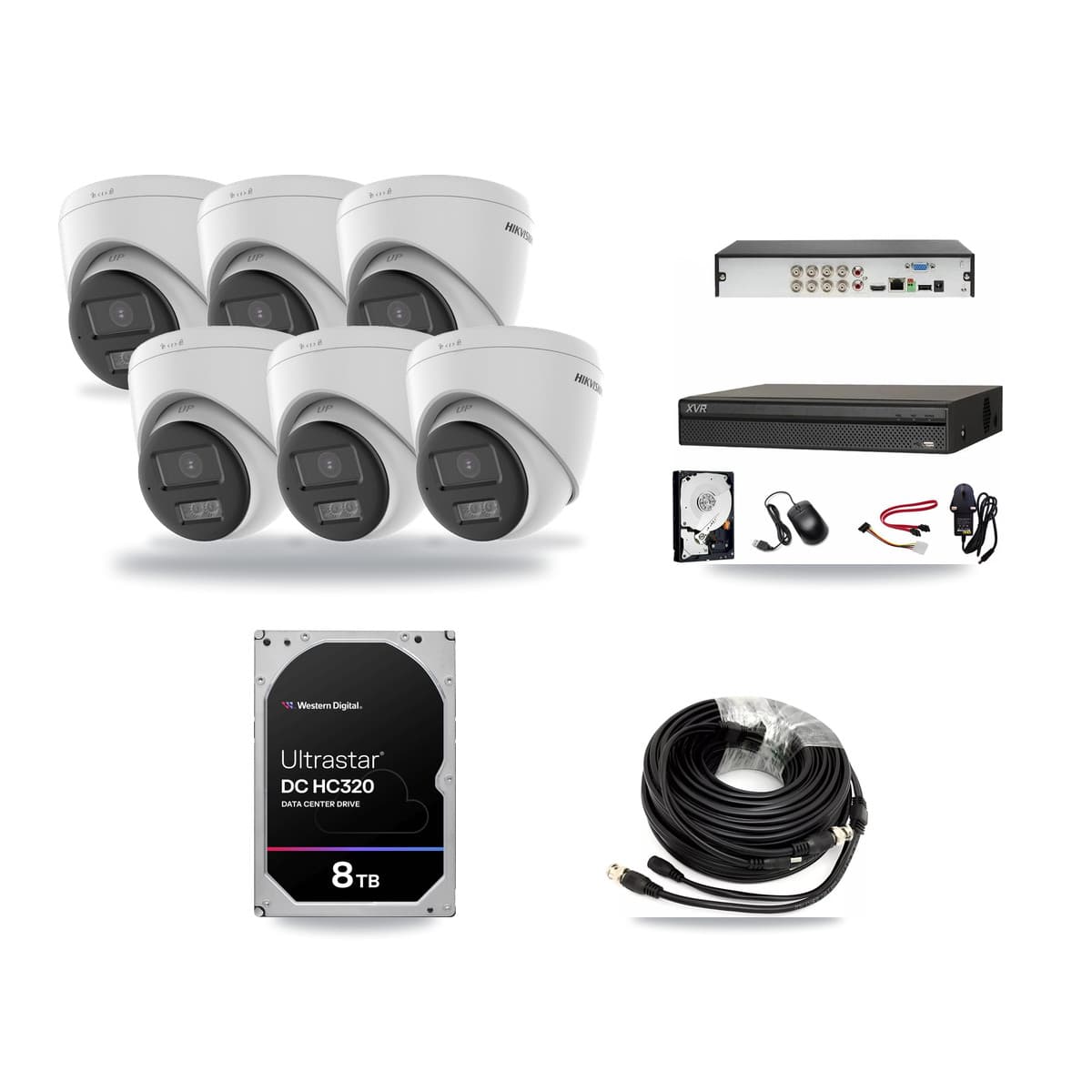 Hikvision & Dahua 8-Channel 5MP CCTV Kit — 2 DS-2CE78K0T + 4 DS-2CE78K0T Turret Cameras + 8TB Recording (XVR-3108AD Recorder) - Image 1