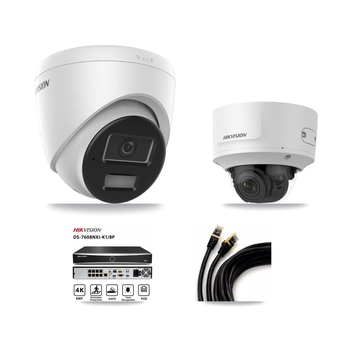 Hikvision 8-Channel 2MP – 4MP CCTV Kit — 5 4MP Turret + 1 2MP Dome Cameras + 8TB Recording