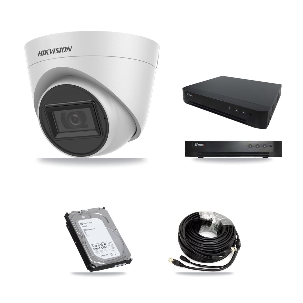 Hikvision & Prolux 16-Channel 5MP CCTV Kit — 4 White Turret Cameras + 6TB Recording - Image 1