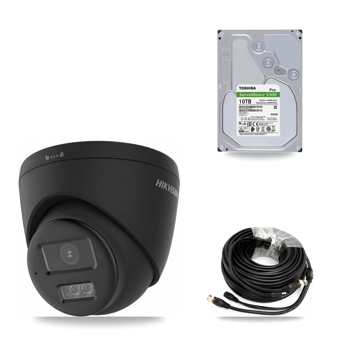 Hikvision 32-Channel 4K CCTV Kit — 8 Black Turret Cameras + 2× 10TB Recording - Image 1