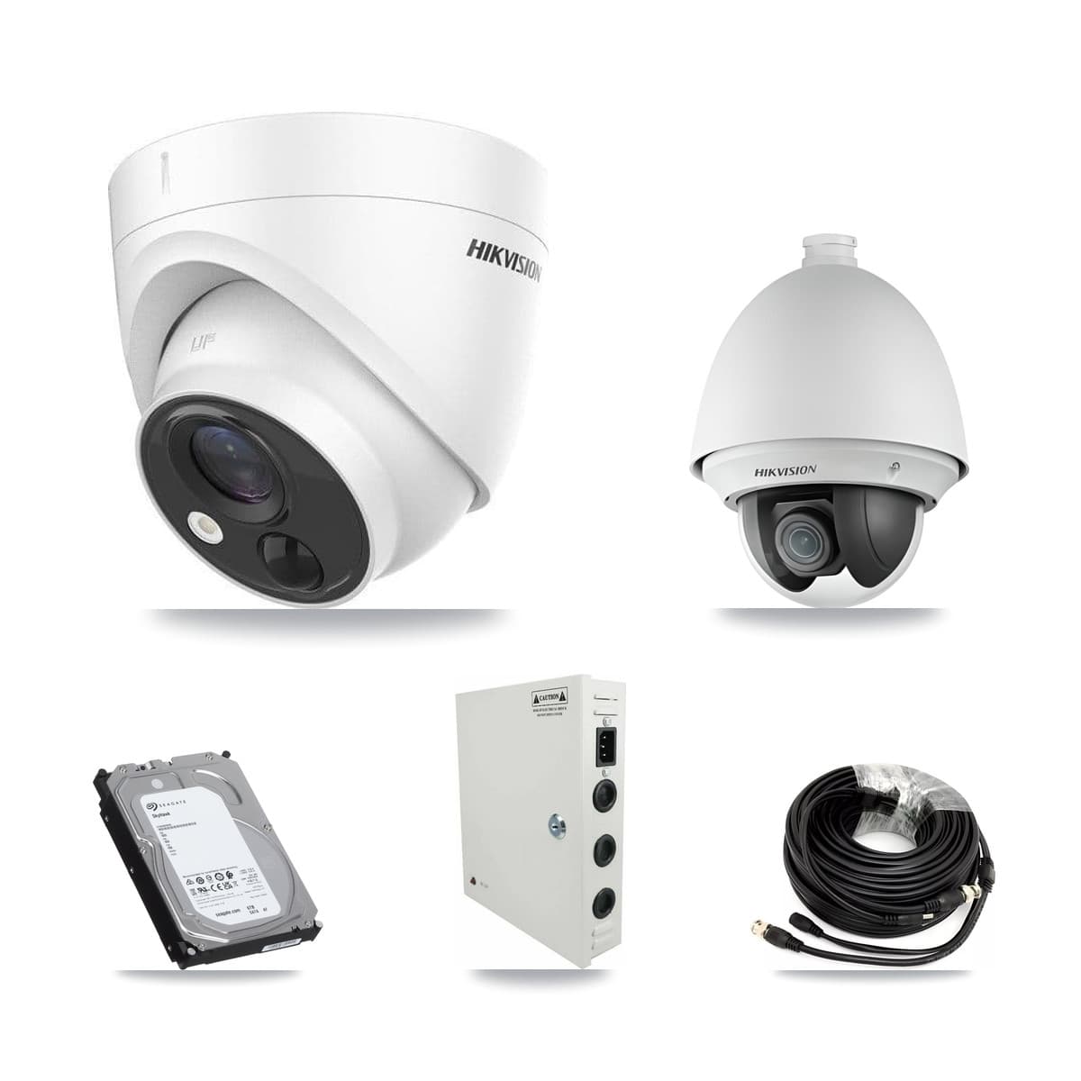 Hikvision 32-Channel 2MP – 5MP CCTV Kit — 1 DS-2AE4225T 2MP PTZ + 15 DS-2CE71H0T 5MP Turret Cameras + 3× 6TB Recording (DS-7332HQHI Recorder)
