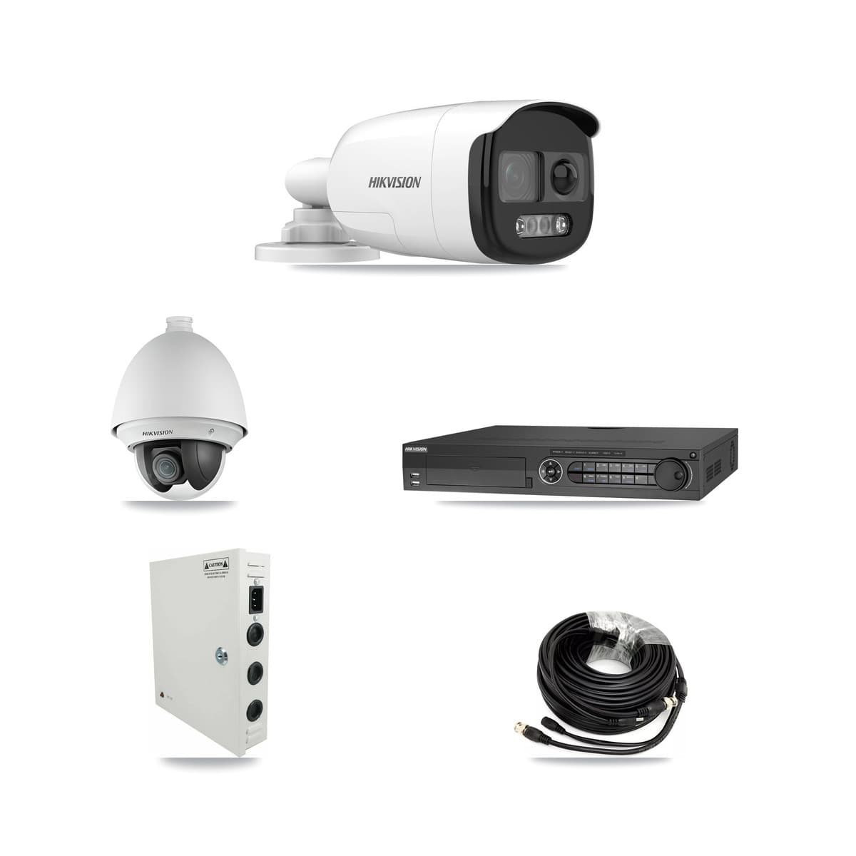 Hikvision 32-Channel 2MP – 5MP CCTV Kit — 1 DS-2AE4225T 2MP PTZ + 24 DS-2CE12KF3T 5MP Bullet Cameras + 4× 8TB Recording