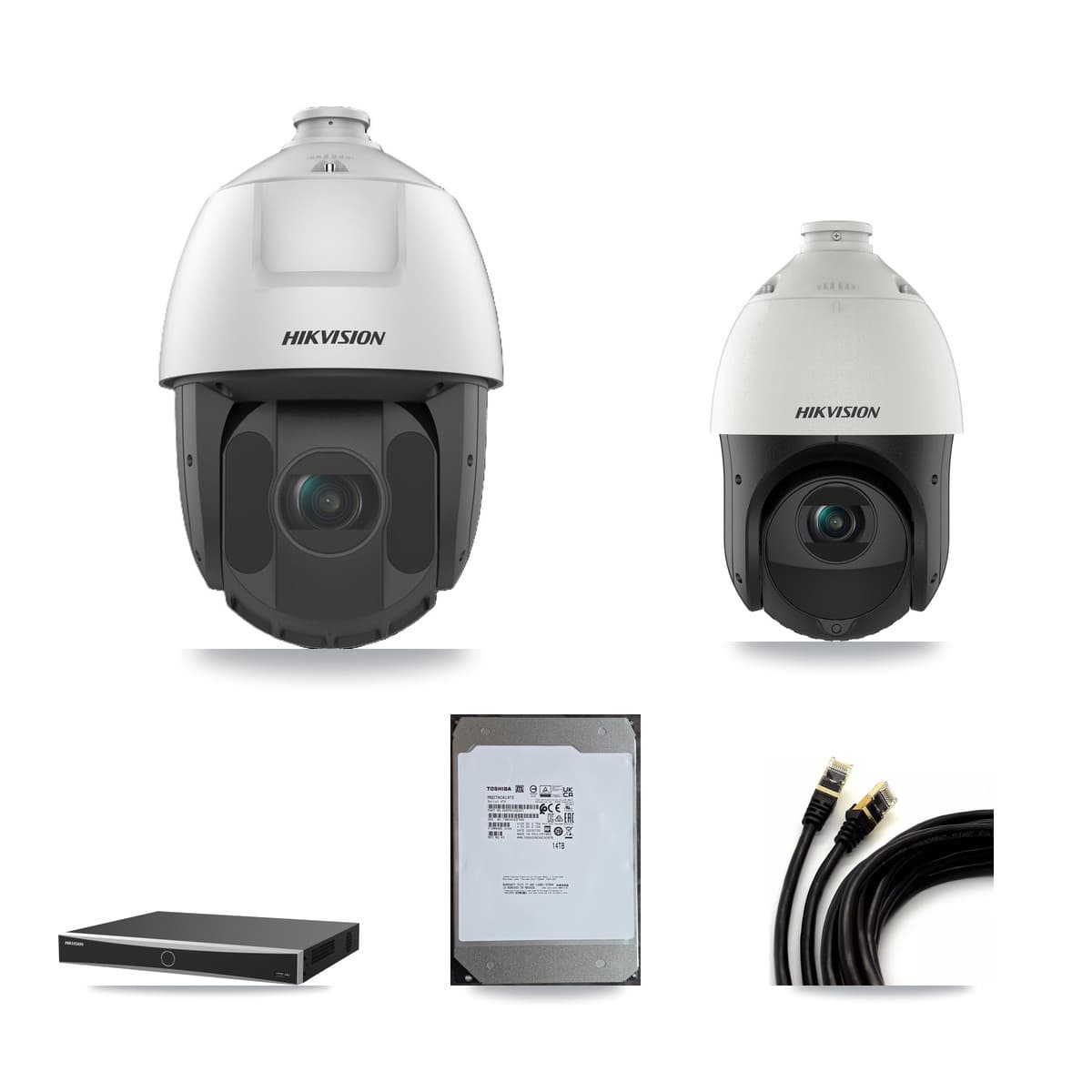 Hikvision 16-Channel 2MP – 4MP CCTV Kit — 5 4MP + 11 2MP PTZ Cameras + 14TB Recording (DS-7616NXI Recorder)