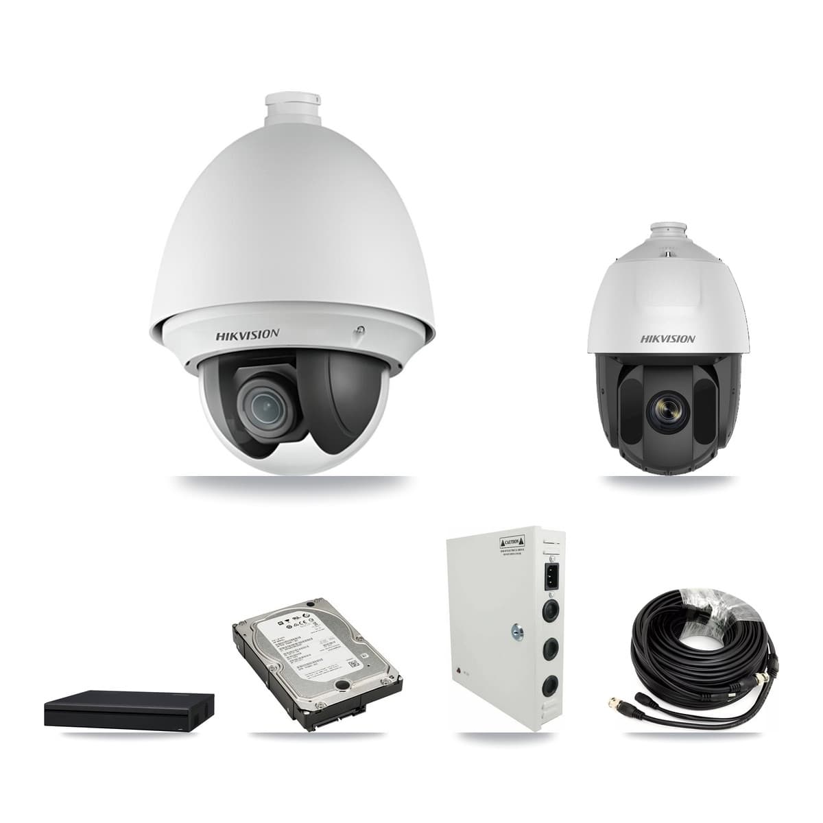 Hikvision 8-Channel 2MP CCTV Kit — 7 DS-2AE4225T + 1 DS-2AE5225TI PTZ Cameras + 5TB Recording (XVR-3108AD Recorder)