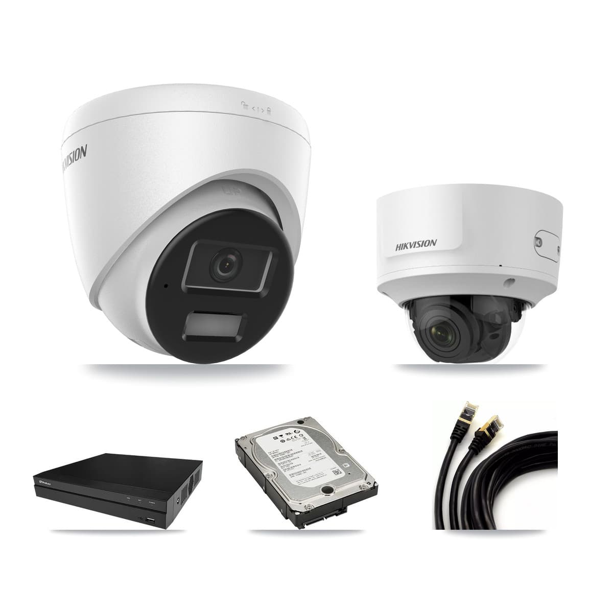Hikvision & Prolux 8-Channel 2MP – 4MP CCTV Kit — 3 4MP Turret + 1 2MP Dome Cameras + 5TB Recording