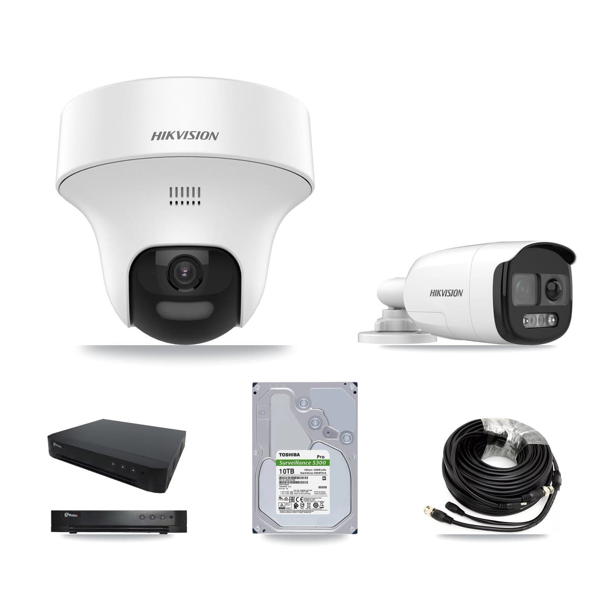Hikvision & Prolux 16-Channel 5MP CCTV Kit — 2 Bullet + 6 Turret Cameras + 10TB Recording