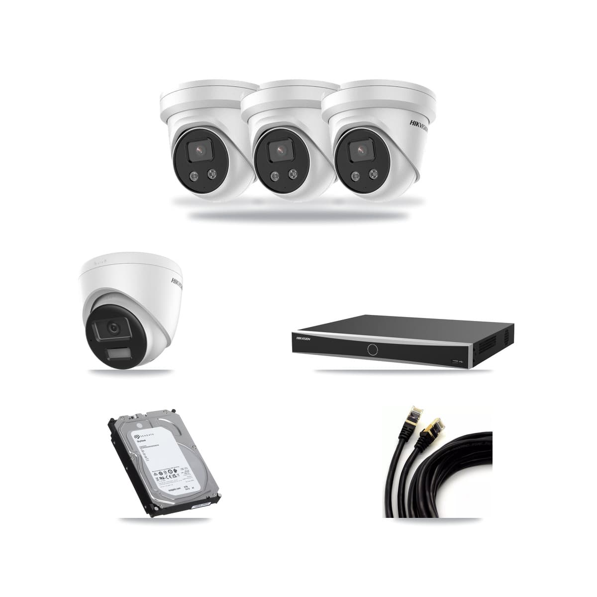 Hikvision 16-Channel 5MP – 4K CCTV Kit — 1 DS-2CD1383G2-LIUF/SL 4K + 3 DS-2CD3356G2-ISU 5MP Turret Cameras + 6TB Recording (DS-7616NXI-K2/16P(E) Recorder) - Image 1