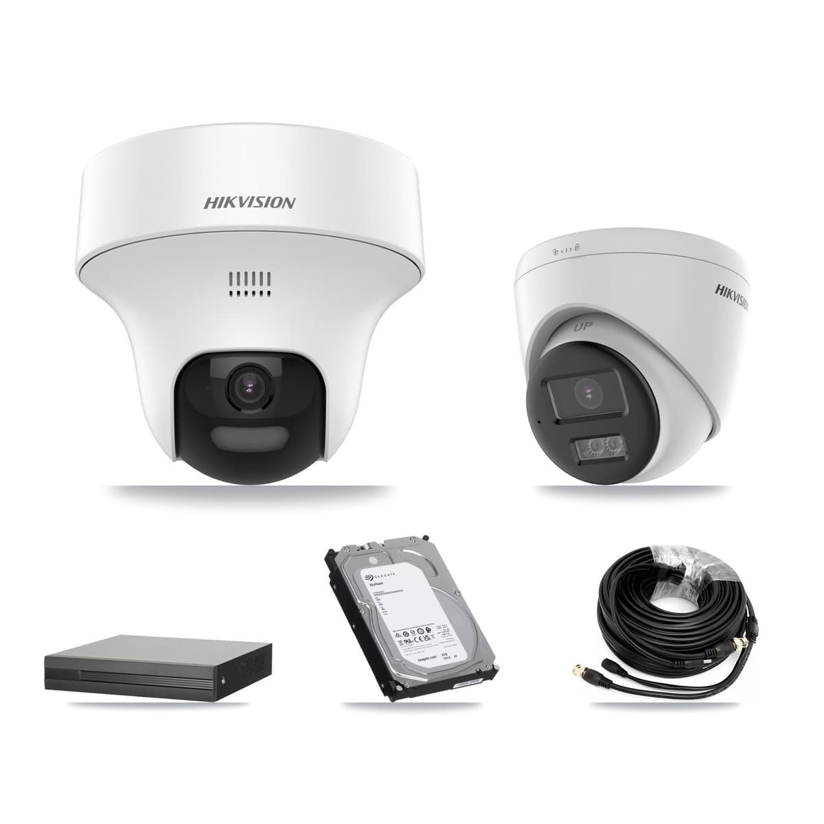 Hikvision 8-Channel 5MP CCTV Kit — 3 DS-2CE70K0T-PTLTS + 1 DS-2CE78K0T-LTS Turret Cameras + 6TB Recording (XVR-3108HS-5MP-LITE Recorder)