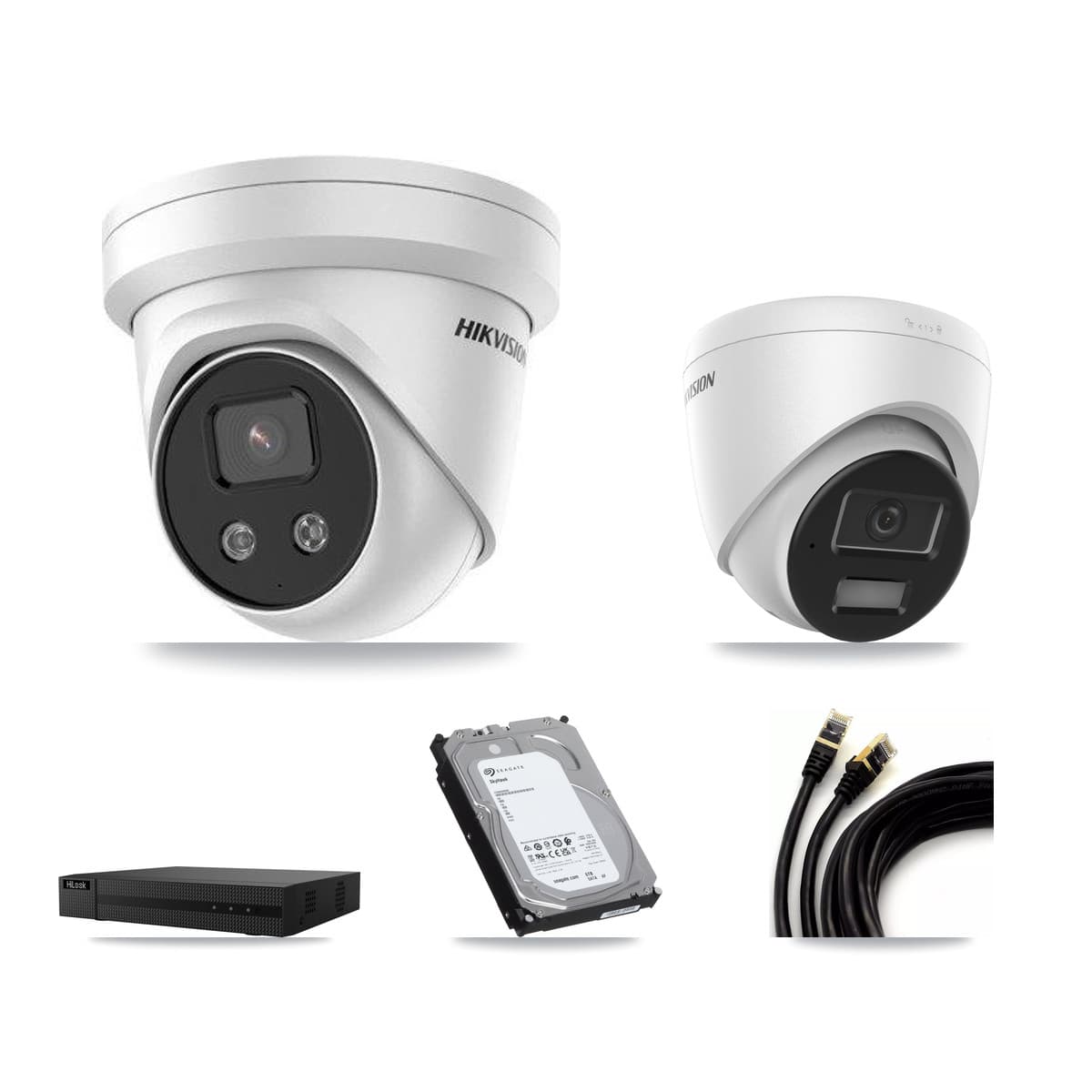 Hikvision & HiLook 8-Channel 4MP – 5MP CCTV Kit — 1 4MP + 5 5MP Turret Cameras + 6TB Recording