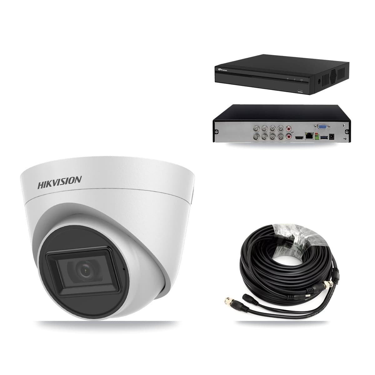 Hikvision & Prolux 8-Channel 5MP CCTV Kit — 2 White Turret Cameras + 3TB Recording (PXD-5108HS Recorder)