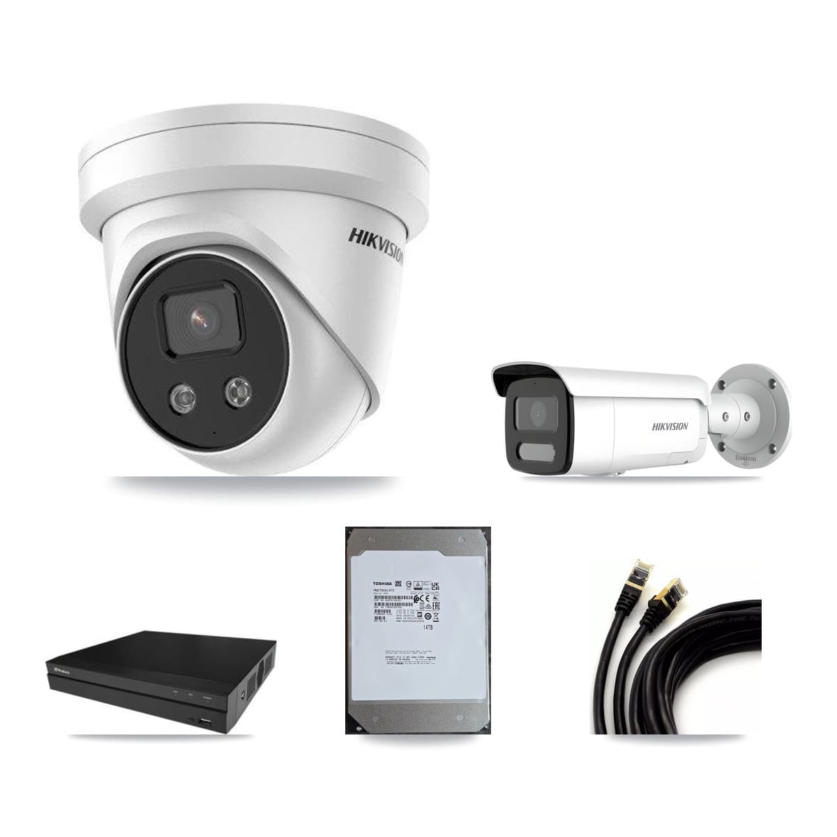 Hikvision & Prolux 16-Channel 4MP – 5MP CCTV Kit — 1 4MP Bullet + 15 5MP Turret Cameras + 14TB Recording