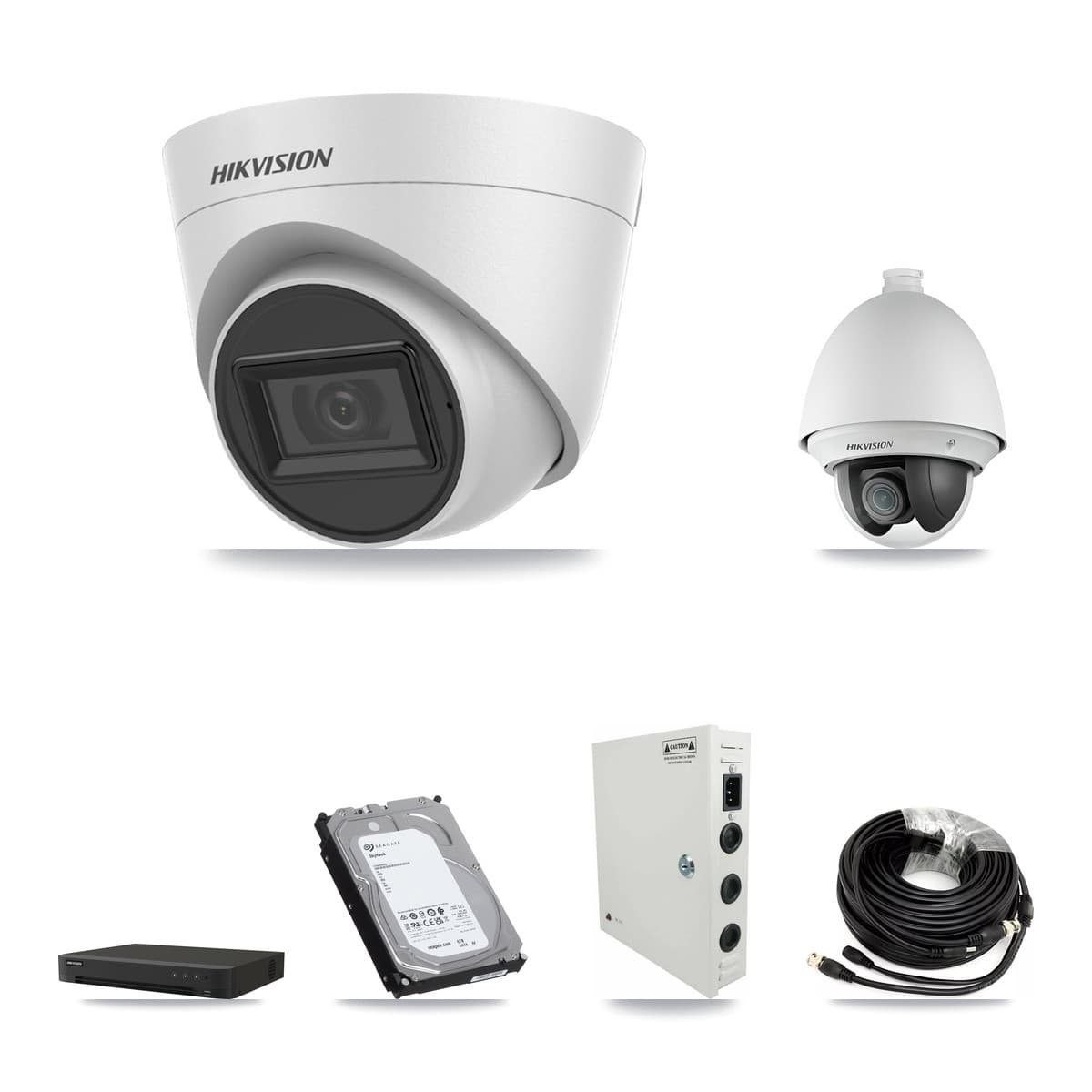 Hikvision 16-Channel 2MP – 5MP CCTV Kit — 1 2MP PTZ + 11 White 5MP Turret Cameras + 6TB Recording