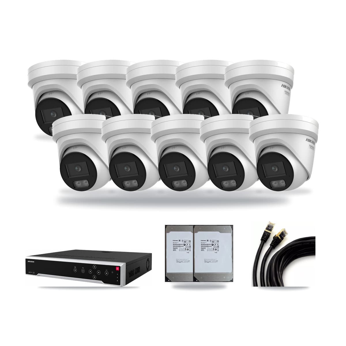 Hikvision 32-Channel 4K CCTV Kit — 10 DS-2CD2387G3 Turret Cameras + 2× 14TB Recording - Image 1
