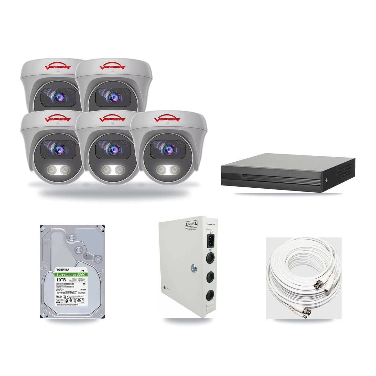 16-Channel 5MP CCTV Kit — 5 Viper Cameras + 10TB Recording - Image 1