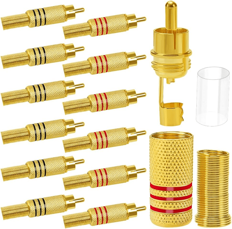 Gold-Plated RCA Male Plug Connector for CCTV Audio Coax Cable