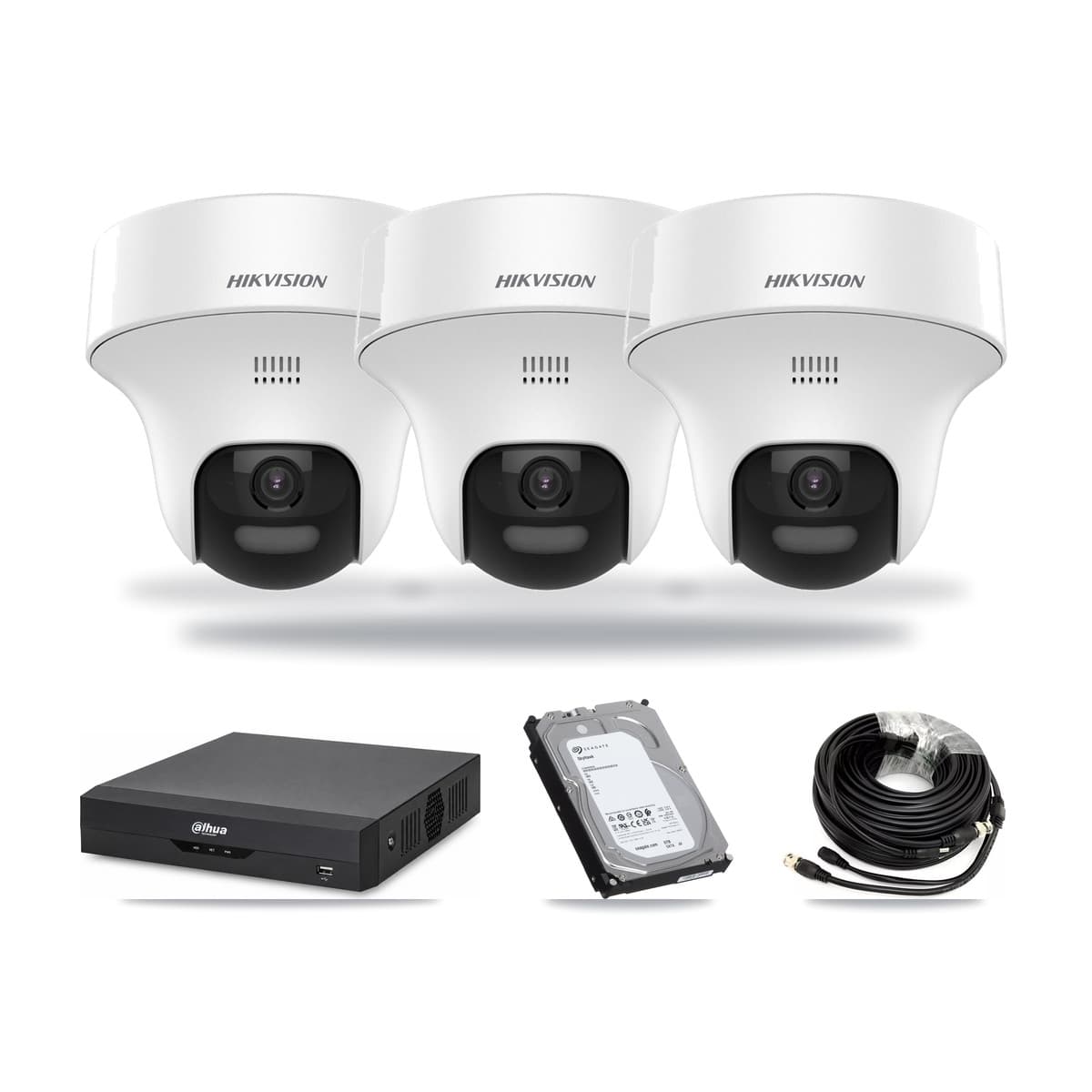 Hikvision & Dahua 4-Channel 5MP CCTV Kit — 3 DS-2CE70K0T Turret Cameras + 6TB Recording - Image 1