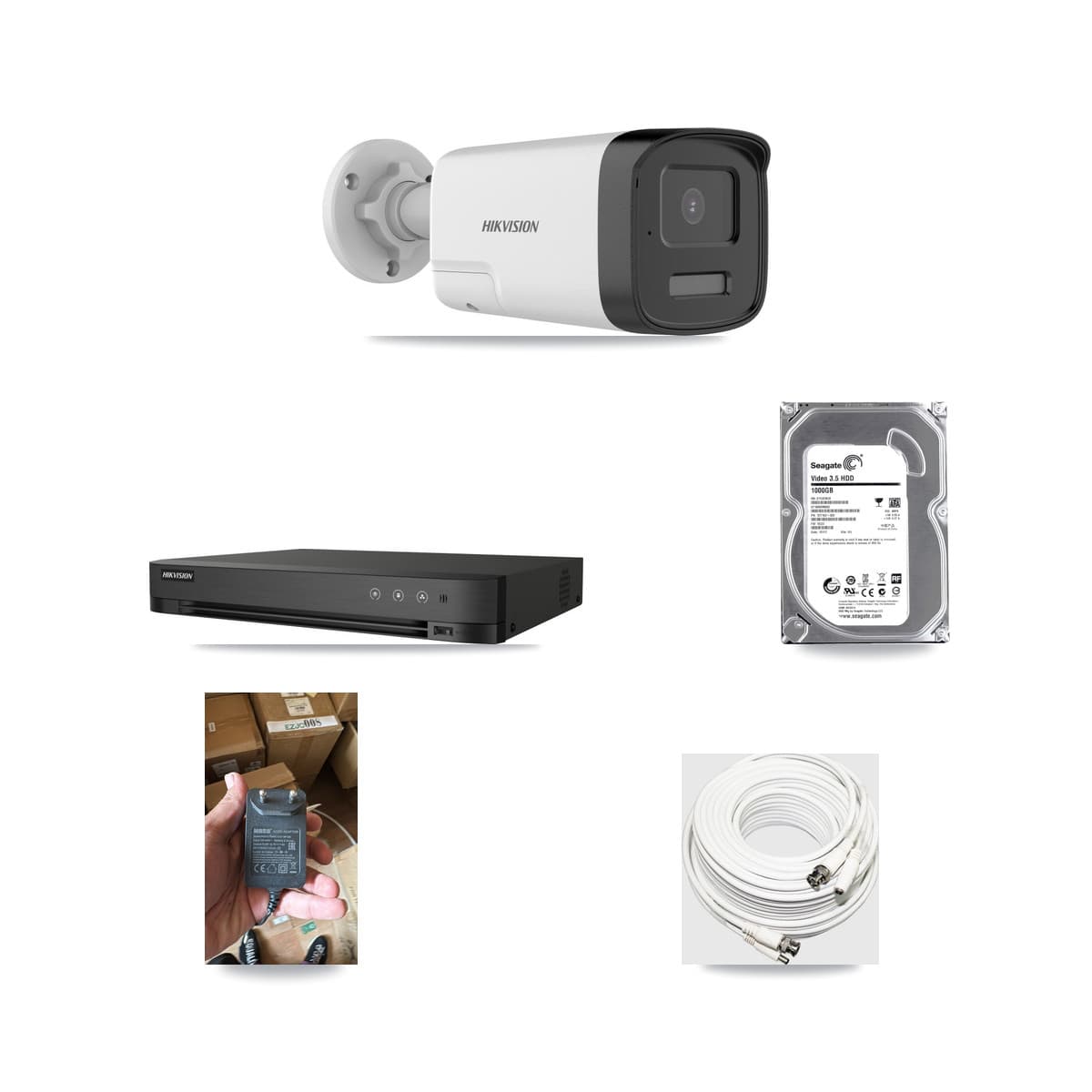Hikvision 4-channel CCTV kit: 1 camera (1× 5MP Bullet), 1TB hard drive