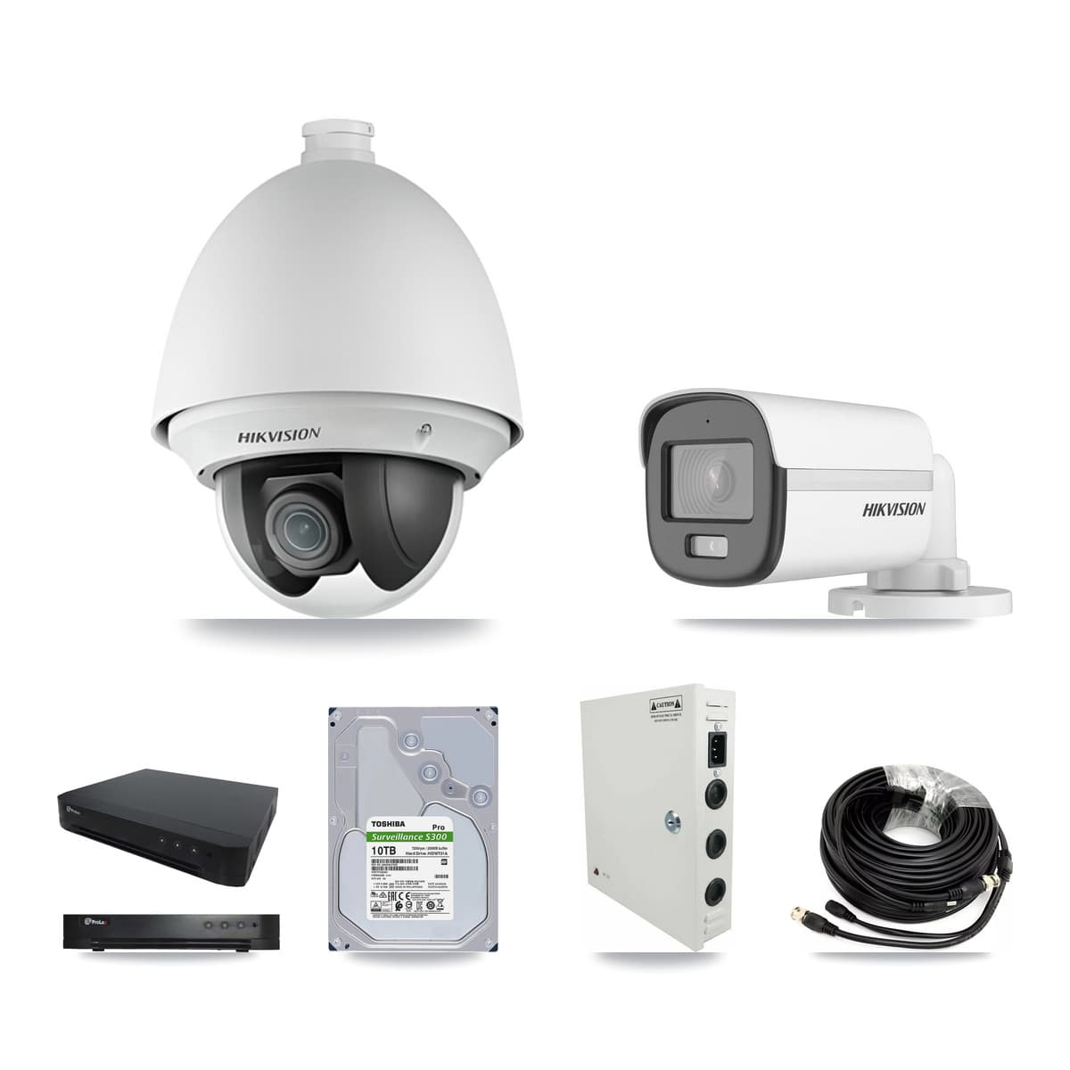 Hikvision & Prolux 16-Channel 2MP – 5MP CCTV Kit — 15 DS-2AE4225T 2MP PTZ + 1 DS-2CE12KF0T 5MP Bullet Cameras + 10TB Recording - Image 1