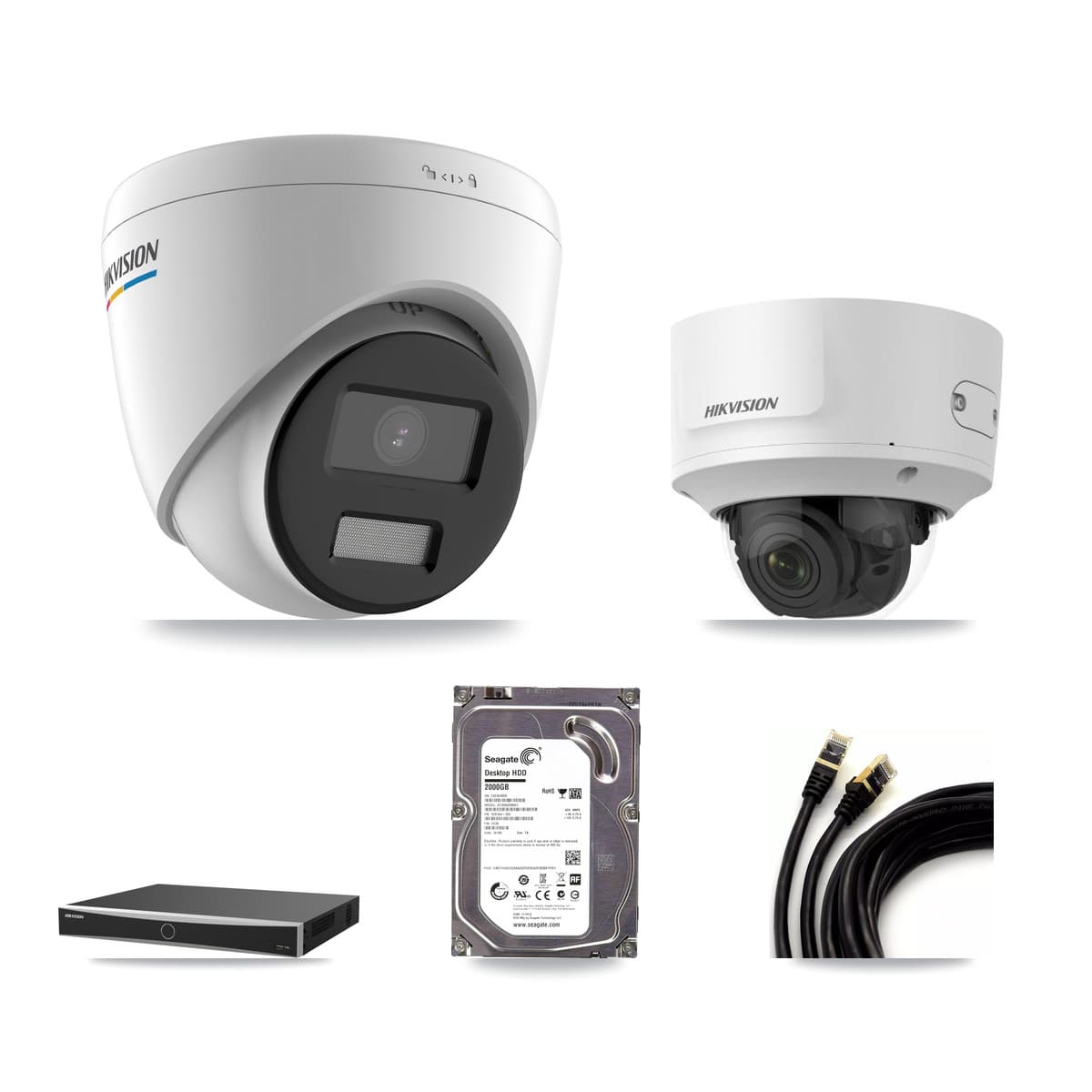 Hikvision 16-Channel 2MP CCTV Kit — 2 Turret + 1 Dome Cameras + 2TB Recording (DS-7616NXI Recorder)