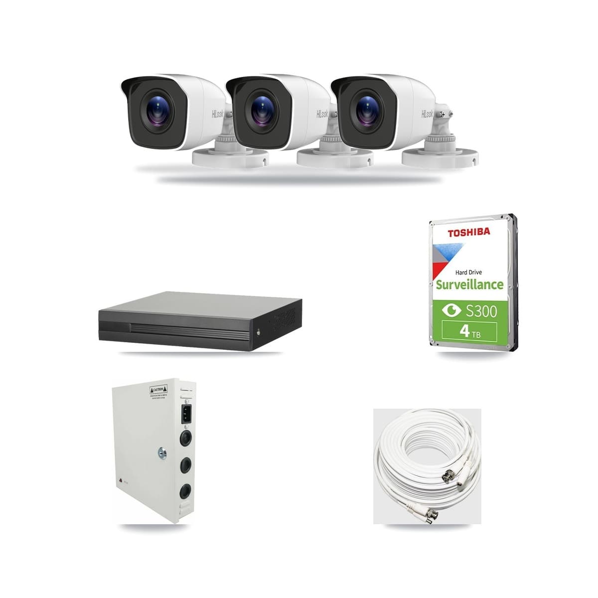 4-Channel 4MP CCTV Kit — 3 HiLook Bullet Cameras + 4TB Recording - Image 1